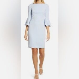Harper Rose Bell Sleeve Bateau Neck Sheath Dress Sky Blue Size 6